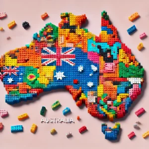 A block map of Australia for children